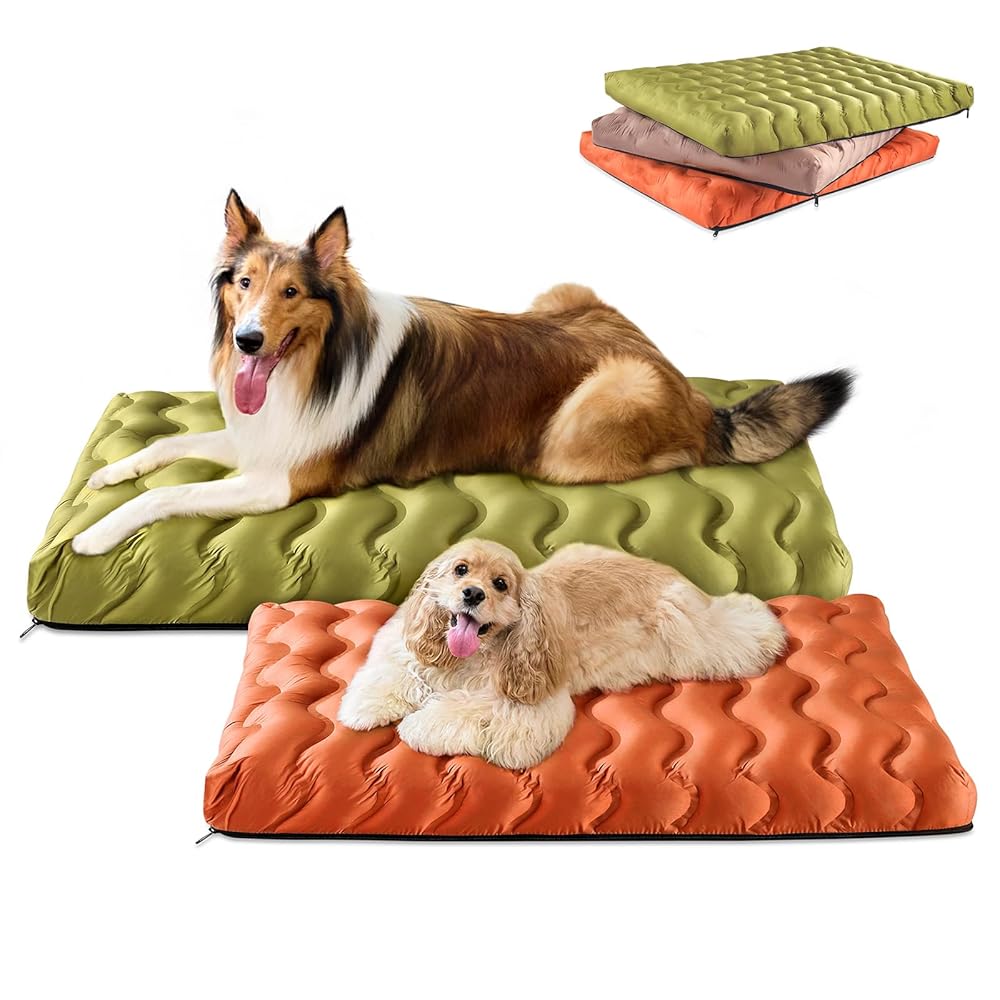 SANSTHS Orthopedic Dog Bed Outdoor Waterproof Dogs Crate Bed for Large Medium Small Dogs, Washable Cooling Dog Bed Mat with Removeable Cover & Memory Foam